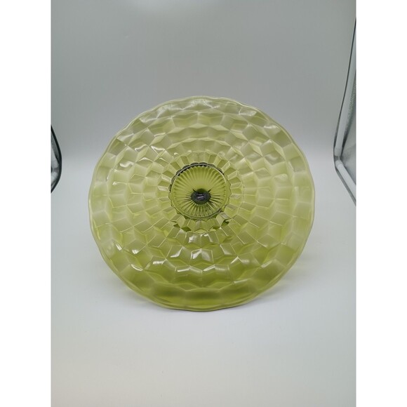 Vintage American Indiana Cubist Avocado Green glass serving platter Handled - Picture 4 of 6